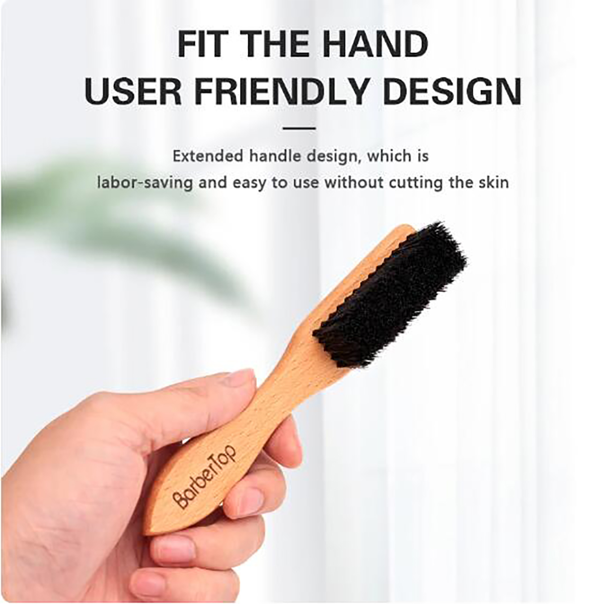 Home Barbershop - ร้านตัดผมไม้ Handle Boar Bristle Beard แปรงผมนุ่มแปรงทําความสะอาดผมหักลบหวี