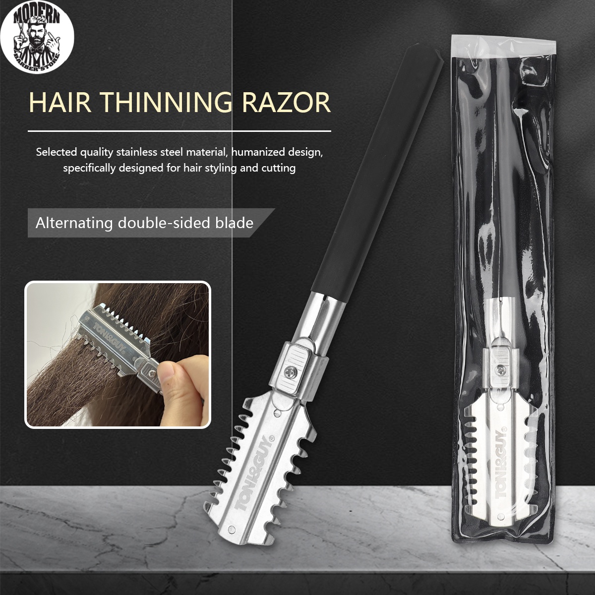 Home Barbershop - มีดโกนสองคมสำหรับตัดผม ใบมีดโกนแบบแมนนวล อุปกรณ์ตัดผม เครื่องเล็มหนวดเครา อุปกรณ์จัดแต่งทรงผมสำหรับร้านตัดผม