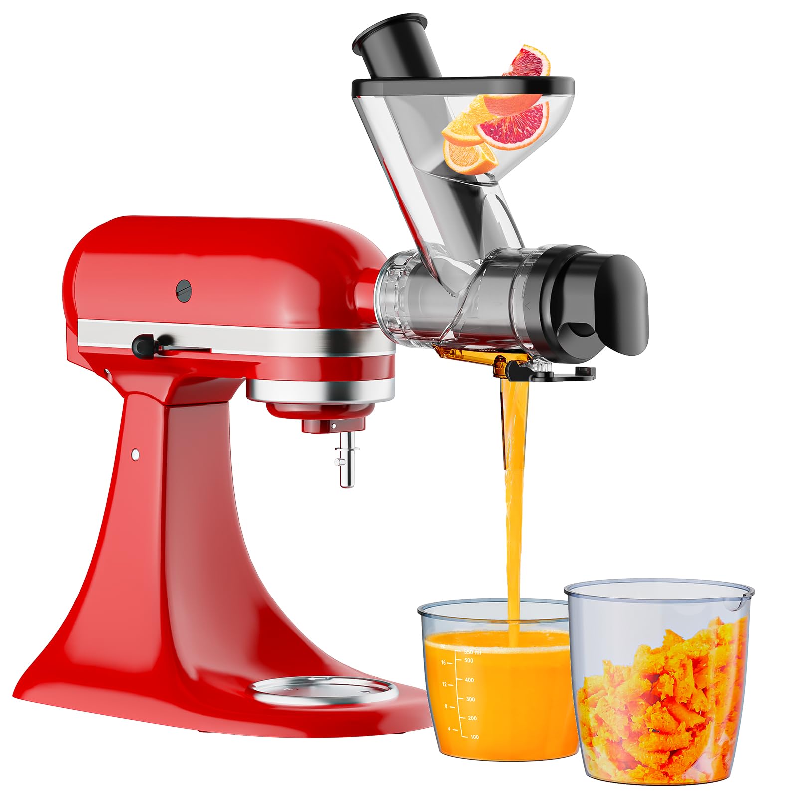 Citrus Juicer Bar - อุปกรณ์เสริมเครื่องคั้นน้ำผลไม้แบบเคี้ยวบดสำหรับเครื่องผสมอาหารแบบตั้งโต๊ะ KitchenAid เครื่องคั้นน้ำผลไม้แบบสกัดเย็นแบบช้าพร้อมช่องป้อนแบบคู่