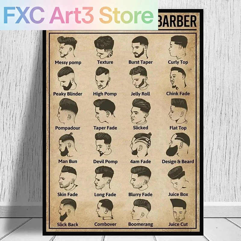 โปสเตอร์ร้านตัดผมแบบไร้กรอบ สไ - Home Barbershop บทวิจารณ์และราคา