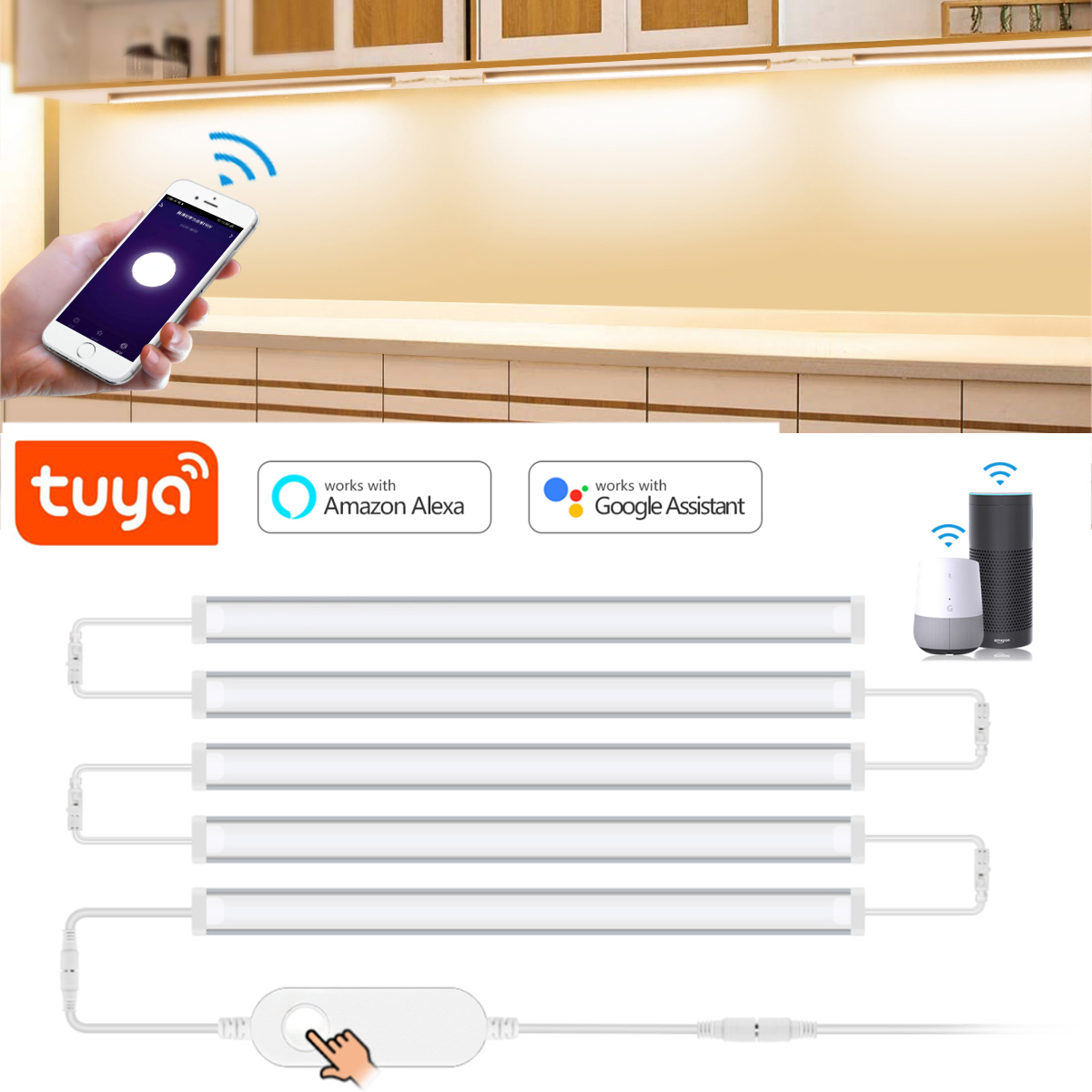 1-5ชิ้น Tuya ไฟ LED ใต้ไฟตู้อั - Home Bargains บทวิจารณ์และราคา